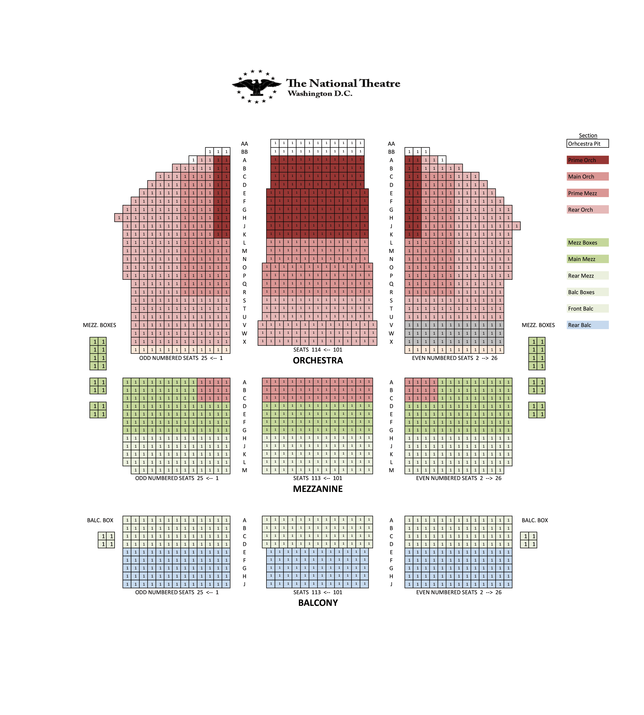 Seating Chart Broadway At The National